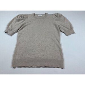 Zenana Beige Puff Sleeve Knit Sweater Womens Size M (FF380)